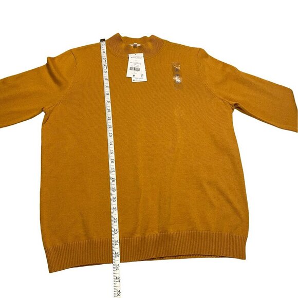 NWT NORTHERN REFLECTIONS Mock Neck Boxy Sweater 100% Cotton Mustard Tan Sz Large - Picture 10 of 12